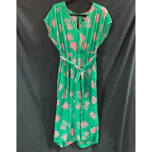 Hell Bunny One Piece Jumper Green Pink Womens Large Belted